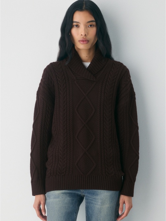 Aritzia Sweaters - Aritzia 100% Merino Wool Cable Knit Dark Brown Sweater